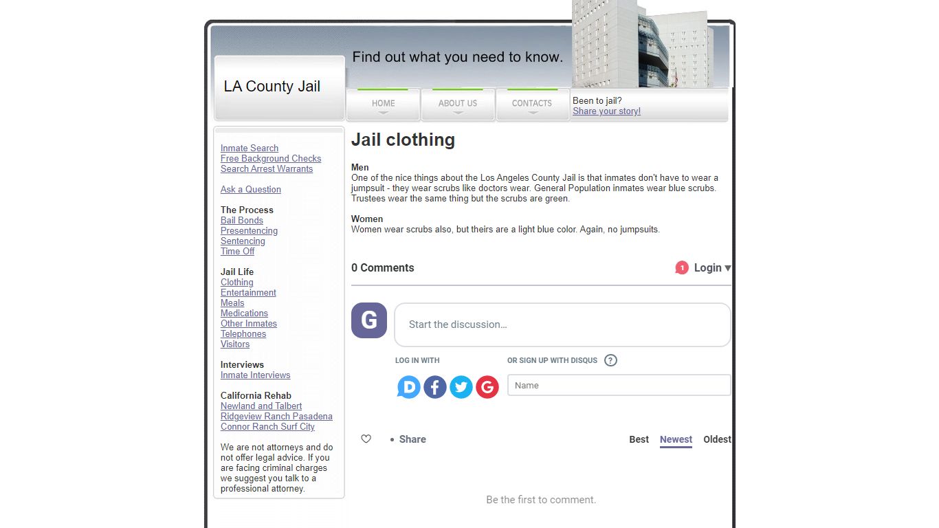 Clothing in the Los Angeles County Jail - lajailinfo.com